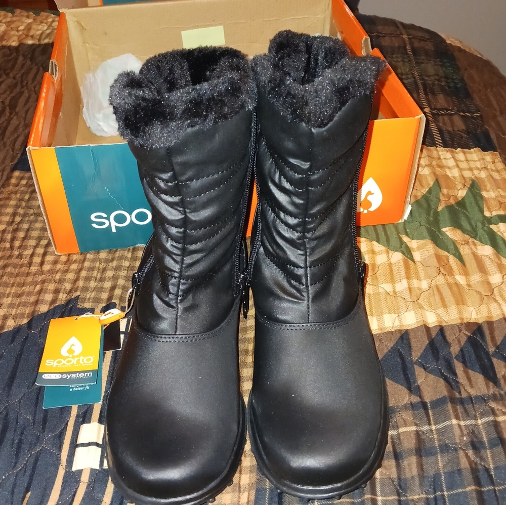 Sporto Janis Style Black Waterproof Boots NWT